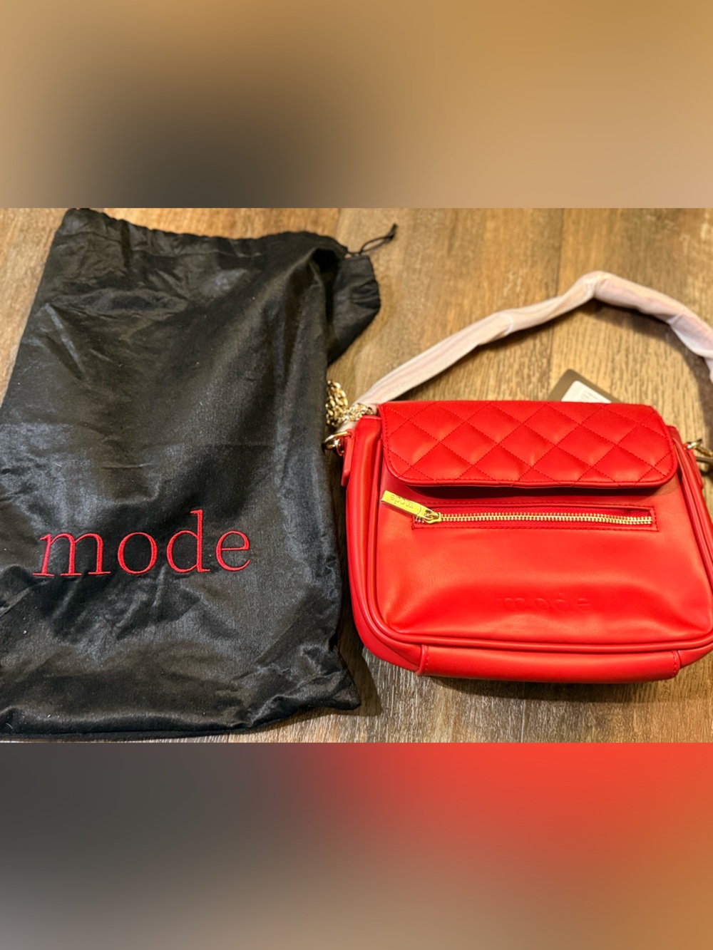NWT Mode Red Quilted Crossbody Bag